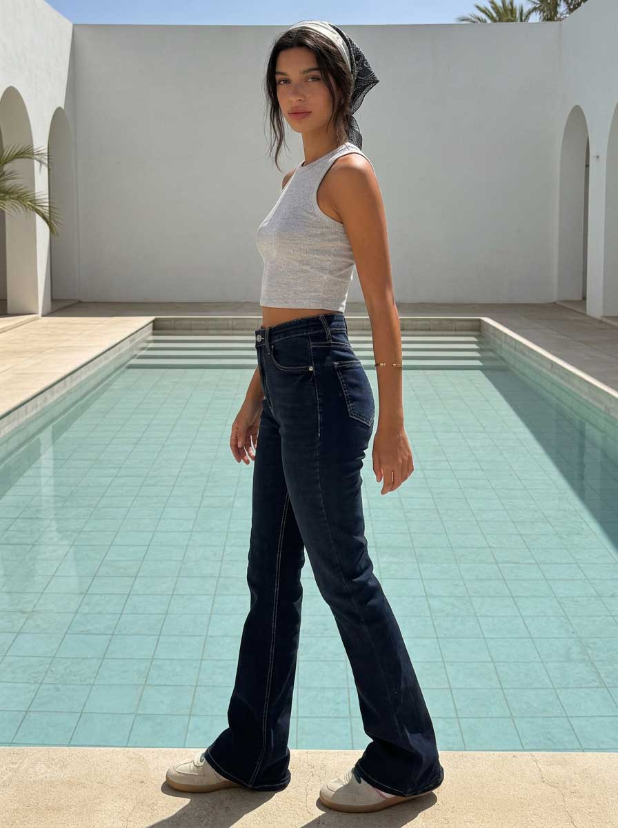 Flare High waist raw denim high waist CIZARO - Cizaro Jeans