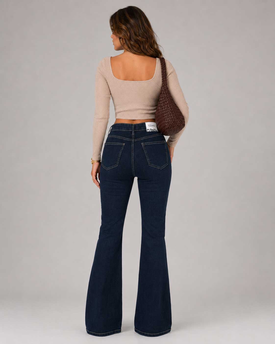 Flare High-Waist Deep Ocean Blue Jeans Flare CIZARO - Cizaro Jeans