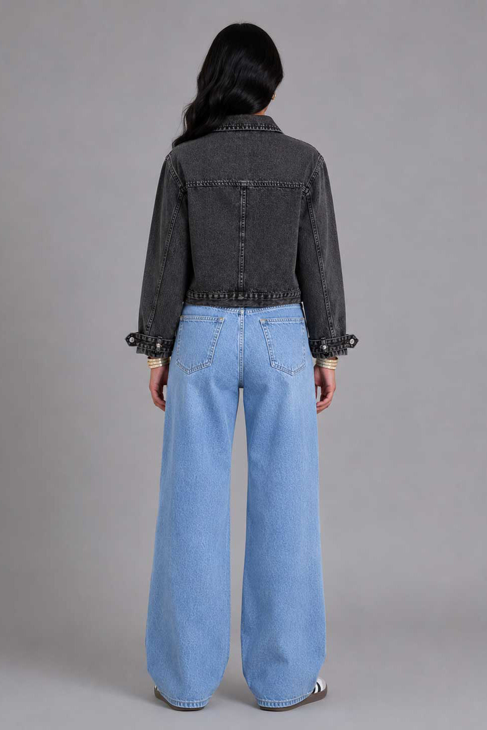 Denim Edge Cropped Jacket | Washed Black Jacket CIZARO - Cizaro Jeans