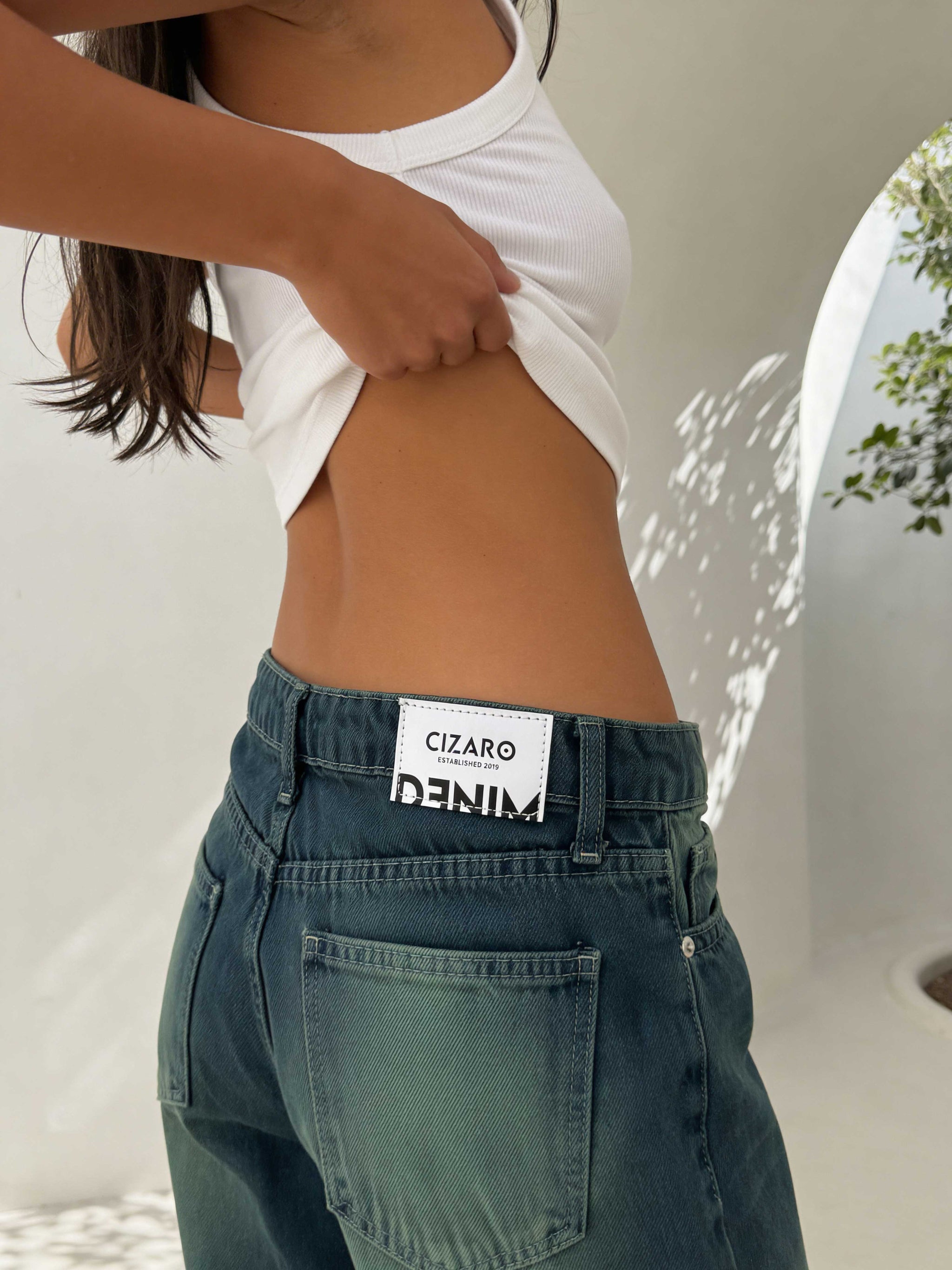 Super Baggy – Mid-Rise Vintage Blue Green Jeans Super Baggy CIZARO - Cizaro Jeans