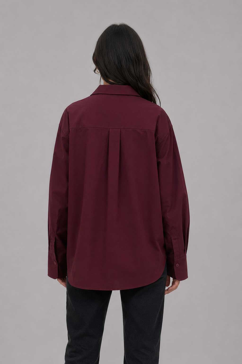 Oversized Poplin Shirt | Burgundy Shirt CIZARO - Cizaro Jeans