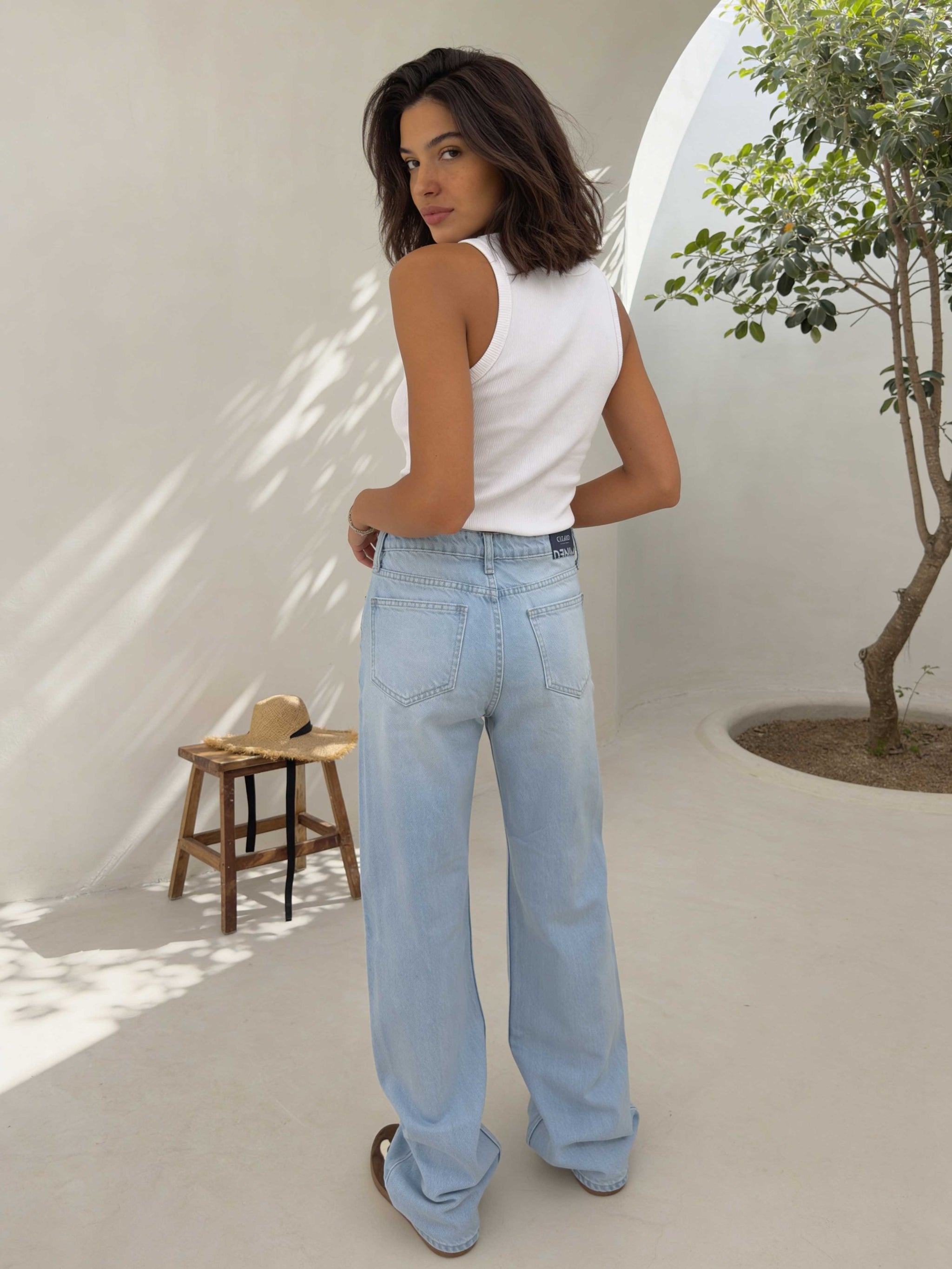 Straight – High-Waist Bleach Blue Jeans Straight CIZARO - Cizaro Jeans