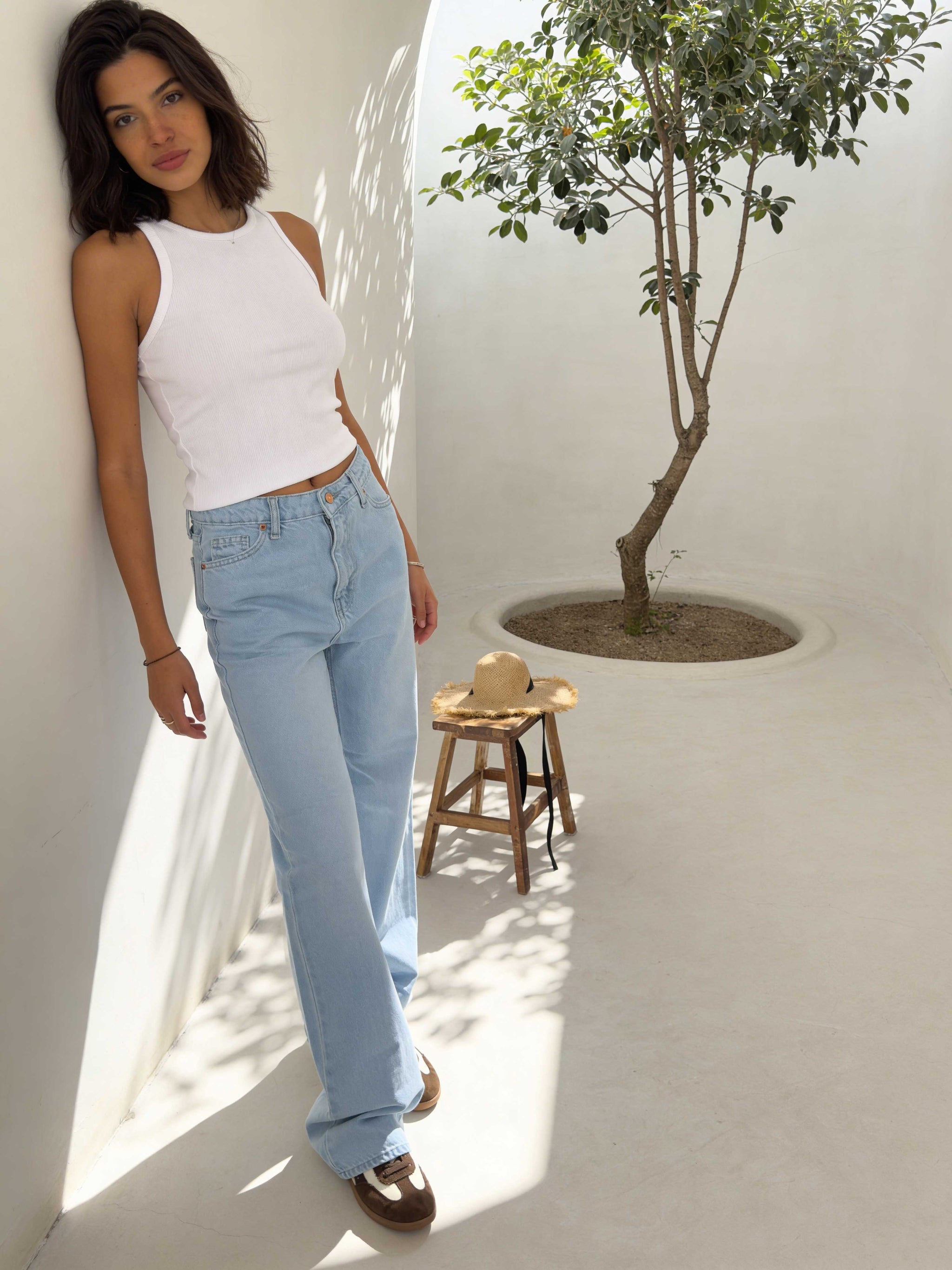 Straight – High-Waist Bleach Blue Jeans Straight CIZARO - Cizaro Jeans