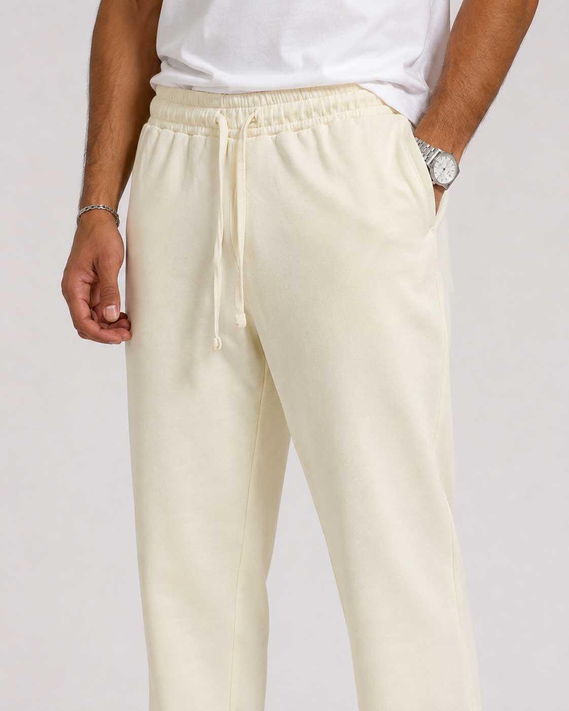Straight-Leg Sweatpants – Soft Sand Sweatpants CIZARO - Cizaro Jeans