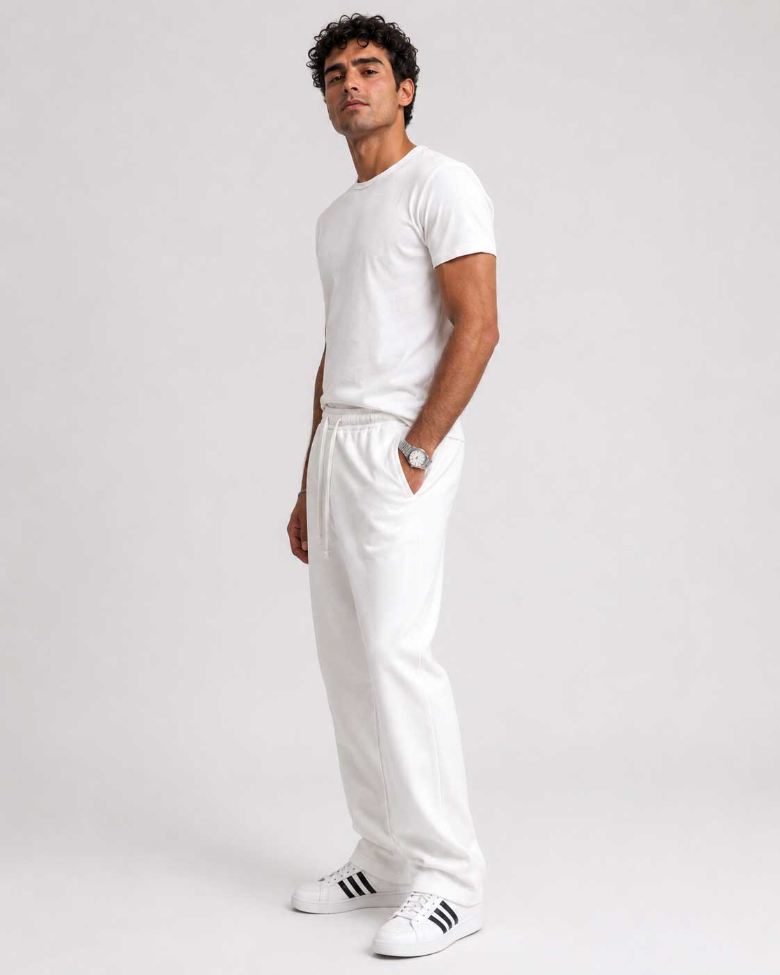 Straight-Leg Sweatpants – White Sweatpants CIZARO - Cizaro Jeans