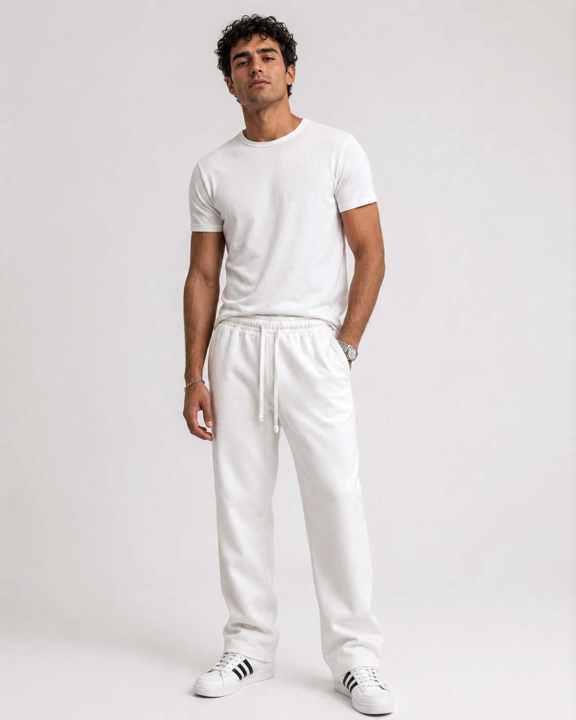 Straight-Leg Sweatpants – White Sweatpants CIZARO - Cizaro Jeans