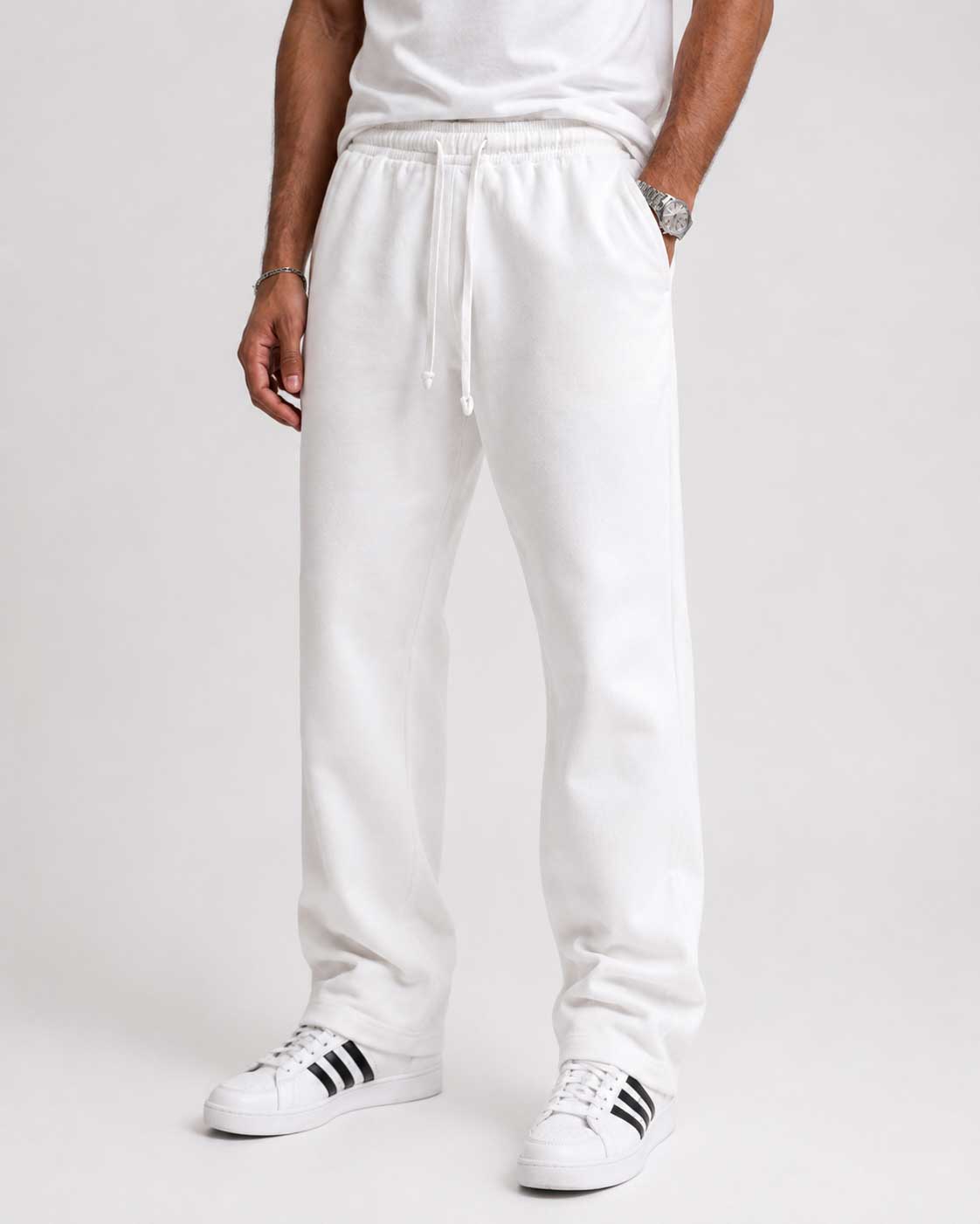 Straight-Leg Sweatpants – White Sweatpants CIZARO - Cizaro Jeans