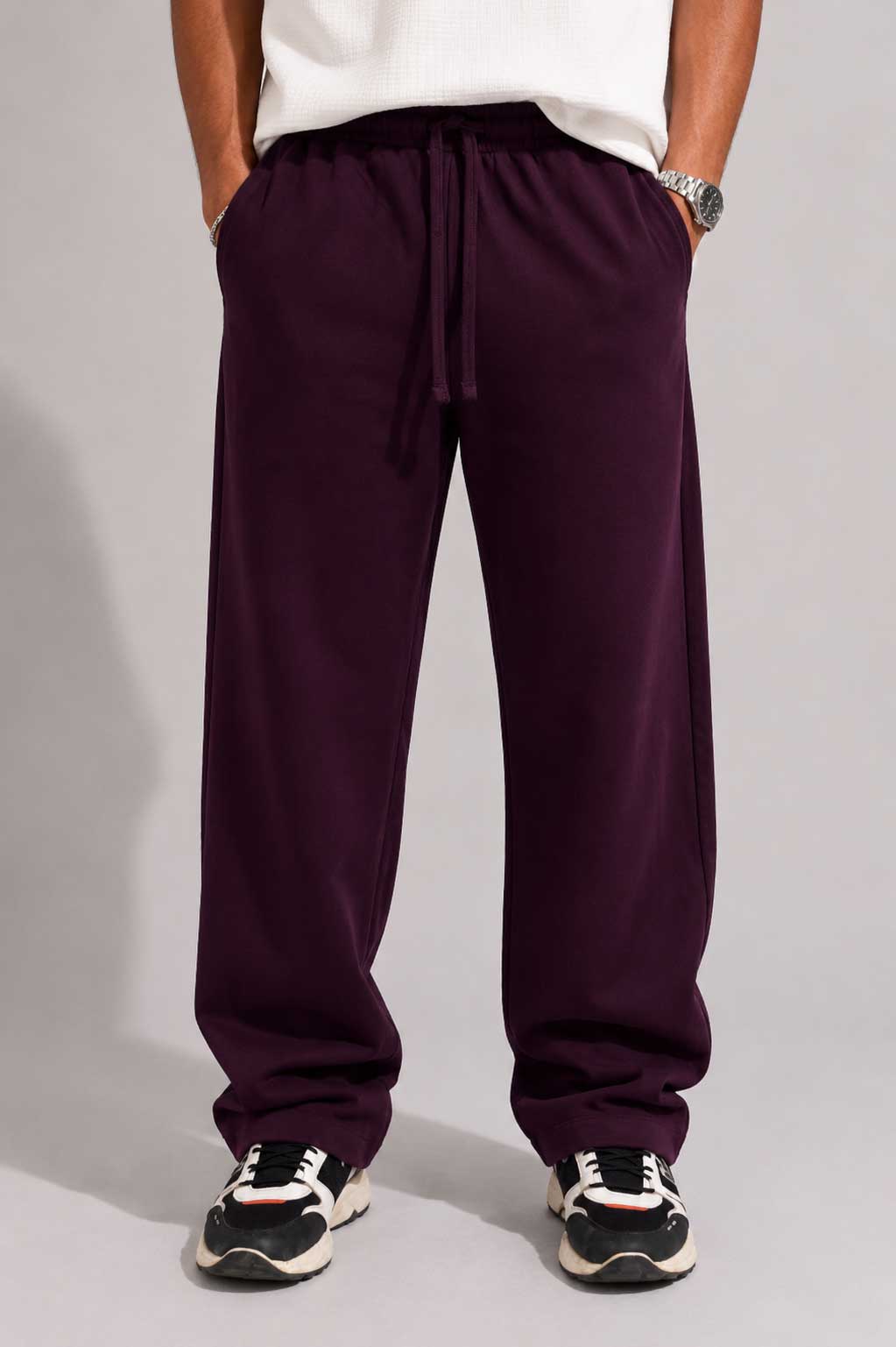 Straight-Leg Sweatpants – Burgundy Sweatpants CIZARO - Cizaro Jeans