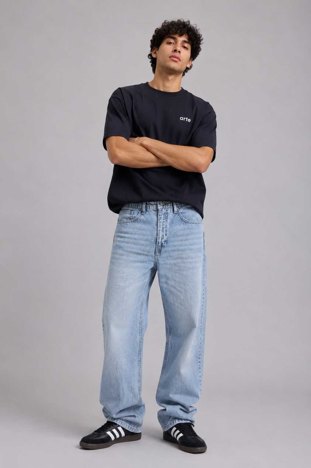 Straight Powder Blue Jeans Straight CIZARO - Cizaro Jeans
