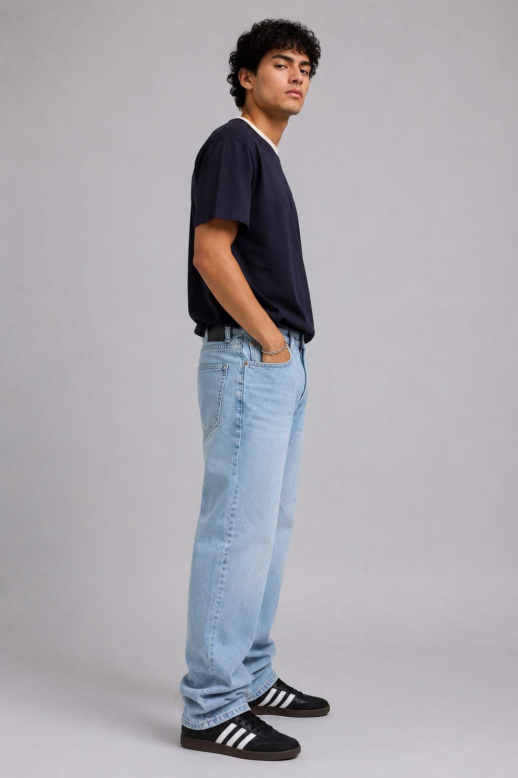 Straight Powder Blue Jeans Straight CIZARO - Cizaro Jeans