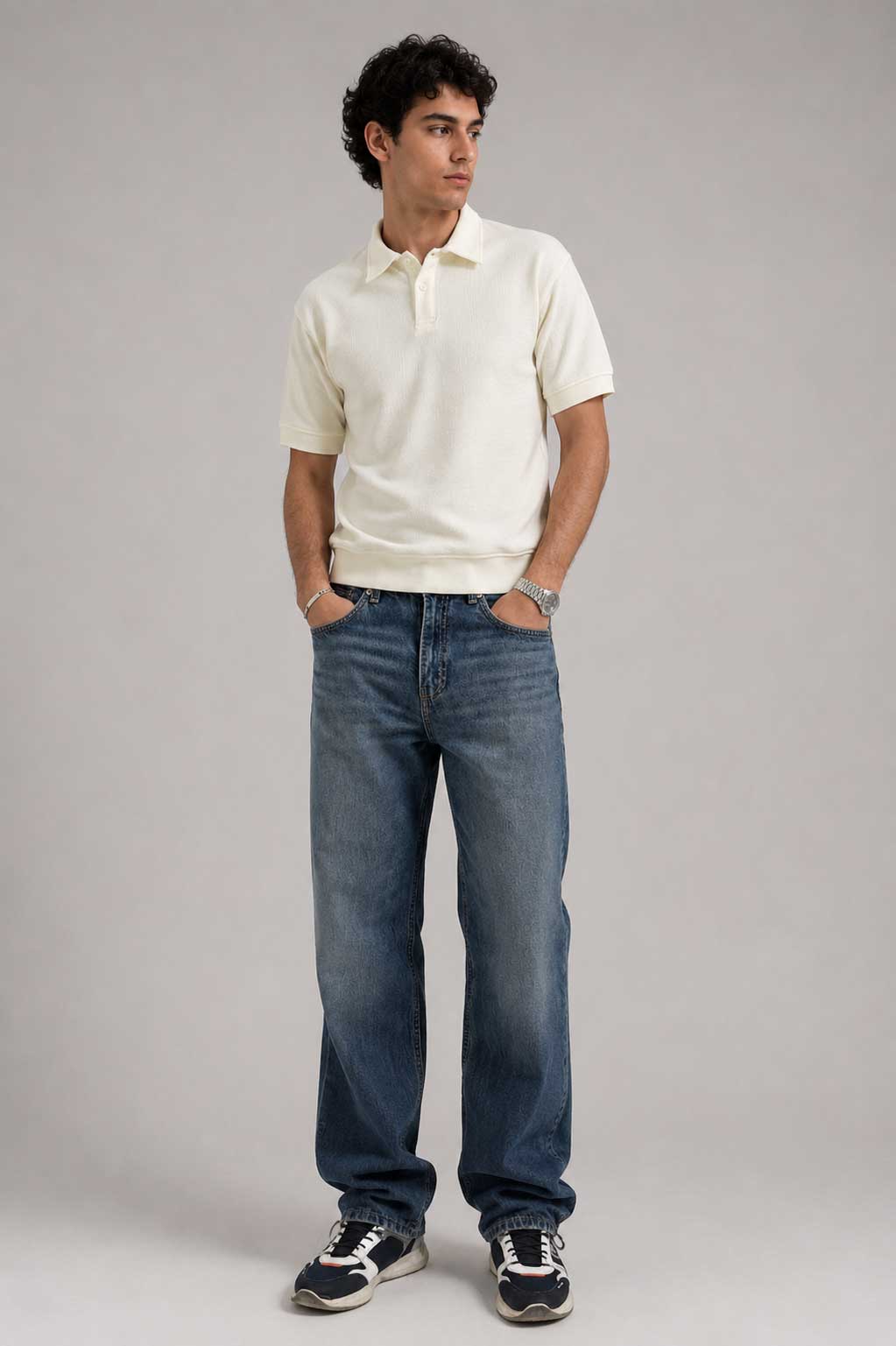 Straight Fit Mid Vintage Blue Jeans Straight CIZARO - Cizaro Jeans