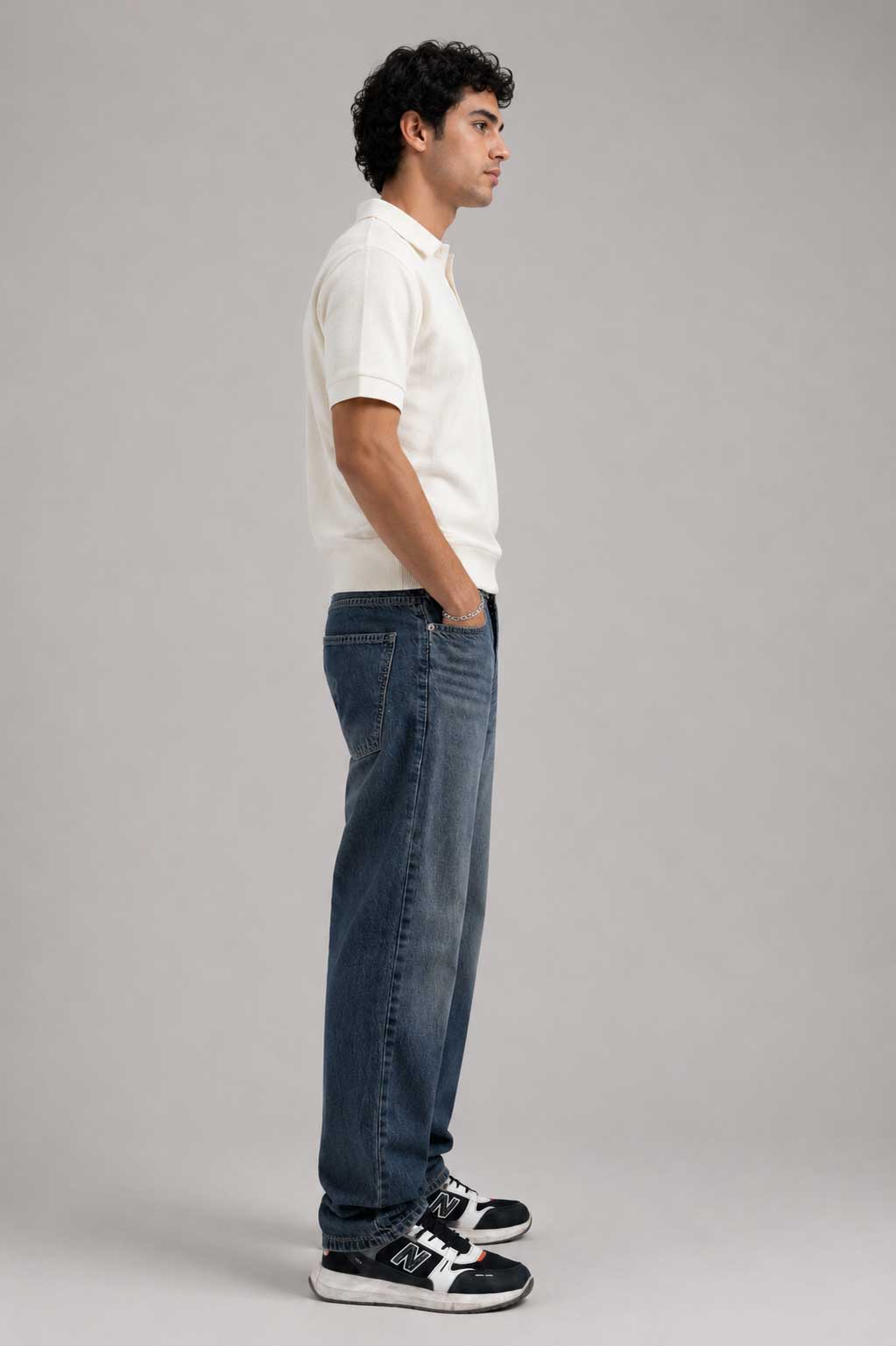 Straight Fit Mid Vintage Blue Jeans Straight CIZARO - Cizaro Jeans