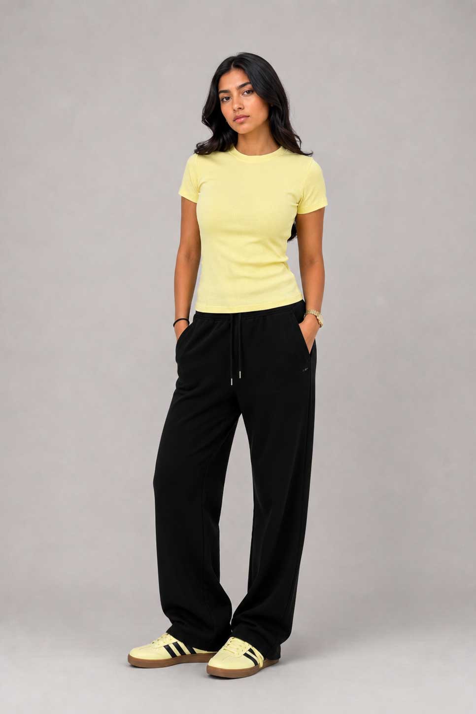 Short Sleeve Crew Neck Ribbed Top – Butter Yellow Top CIZARO - Cizaro Jeans