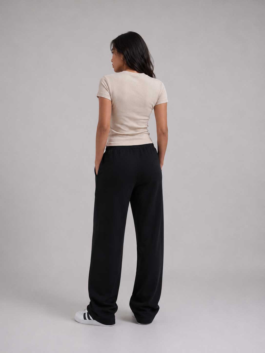 Short Sleeve Crew Neck Ribbed Top – Beige Top CIZARO - Cizaro Jeans