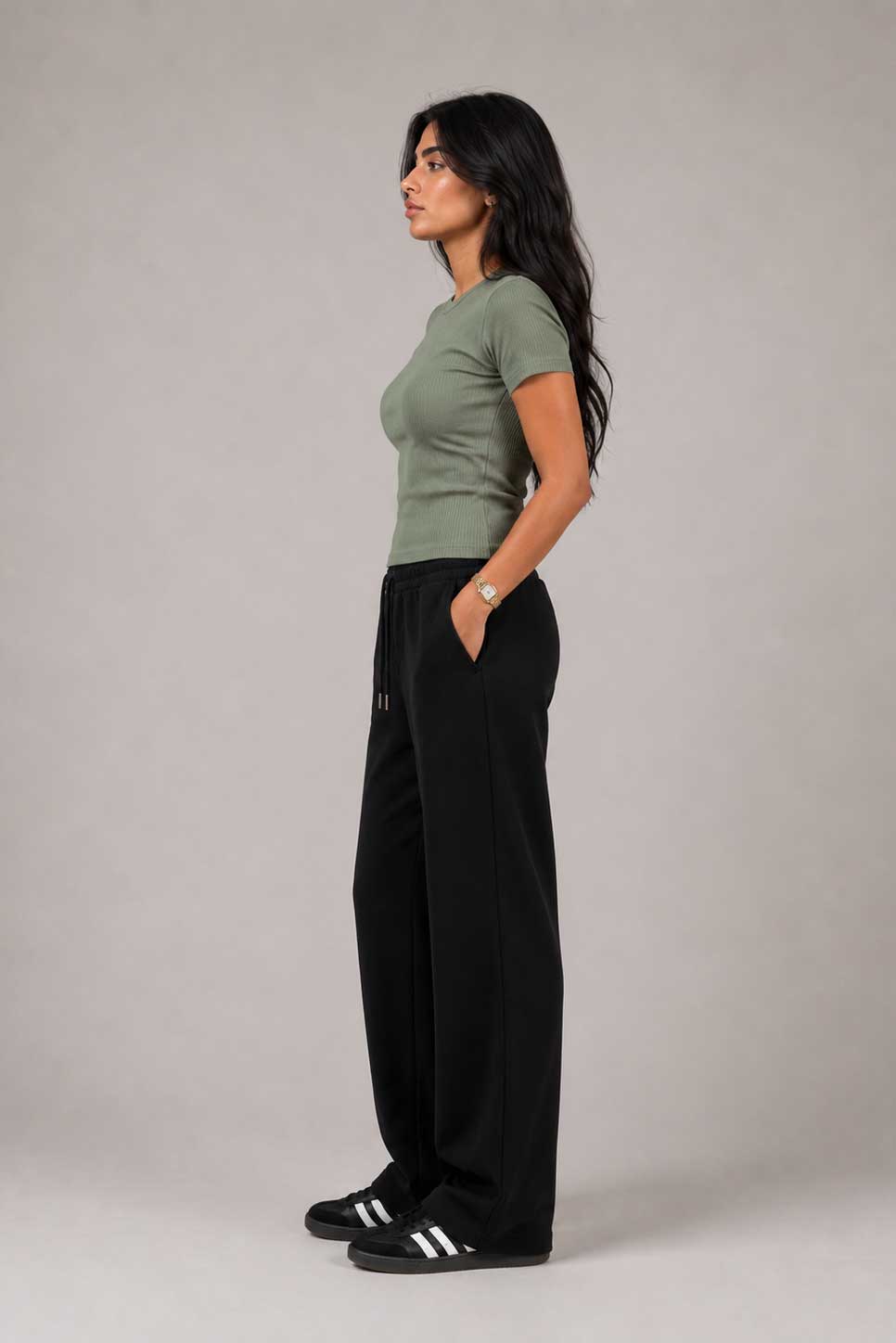 Short Sleeve Crew Neck Ribbed Top – Olive Top CIZARO - Cizaro Jeans