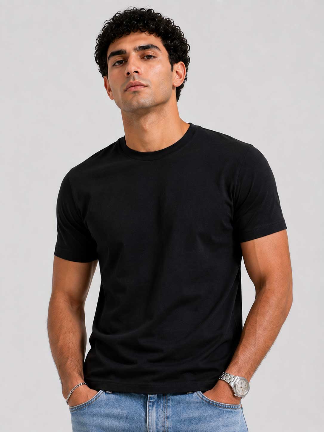 Slim Fit T-Shirt – Black T-shirt CIZARO - Cizaro Jeans
