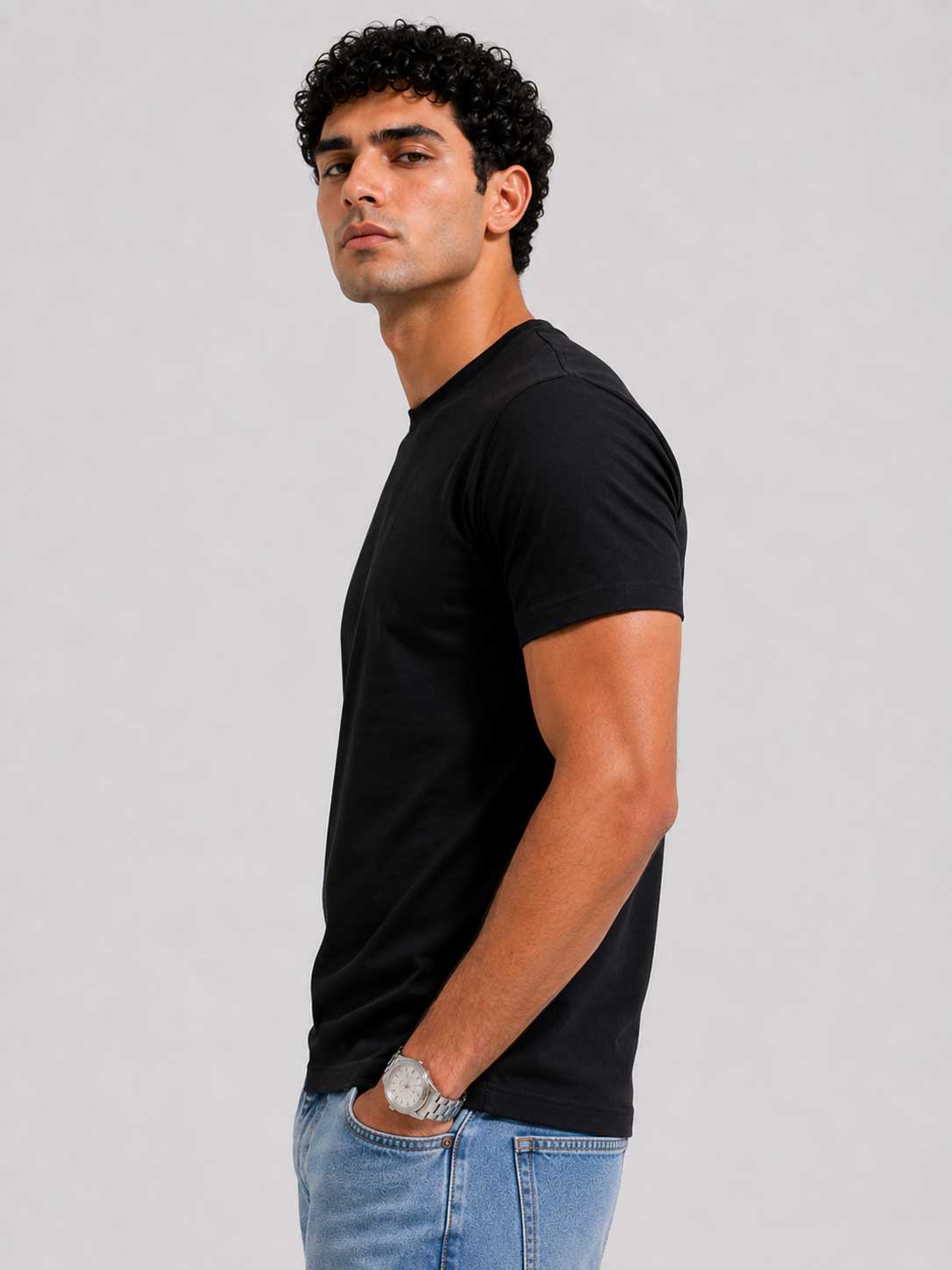 Slim Fit T-Shirt – Black T-shirt CIZARO - Cizaro Jeans