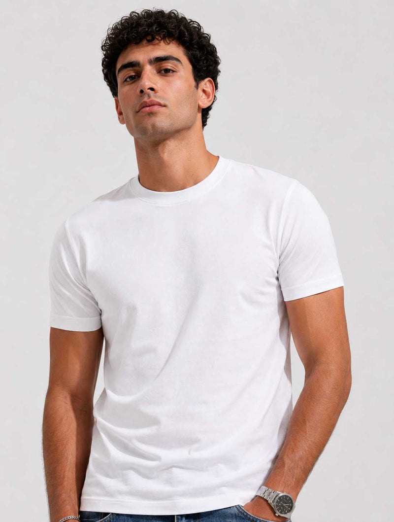 Slim Fit T-Shirt – White T-shirt CIZARO - Cizaro Jeans