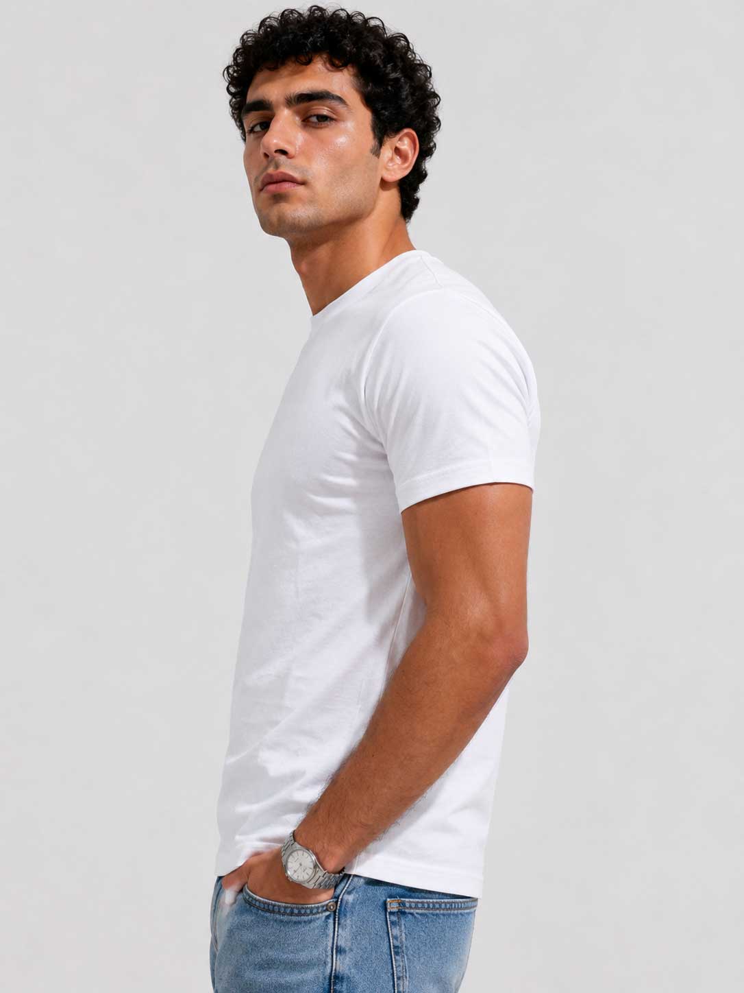 Slim Fit T-Shirt – White T-shirt CIZARO - Cizaro Jeans