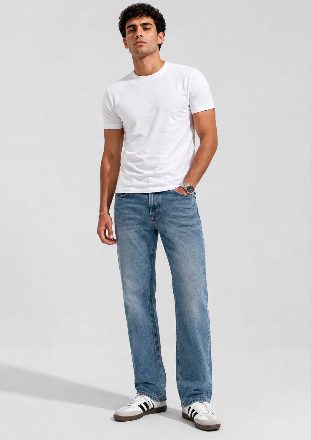 Slim Fit T-Shirt – White T-shirt CIZARO - Cizaro Jeans