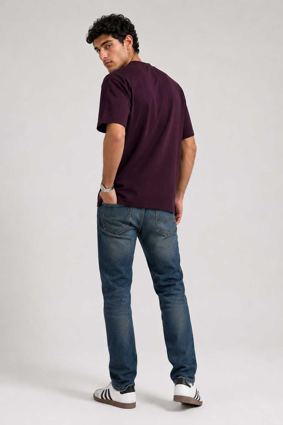 Oversized T-Shirt with Side Slits | Burgundy T-shirt CIZARO - Cizaro Jeans
