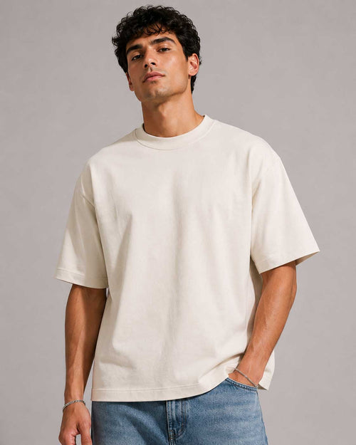 Relaxed Fit T-Shirt – Soft Sand T-shirt CIZARO - Cizaro Jeans