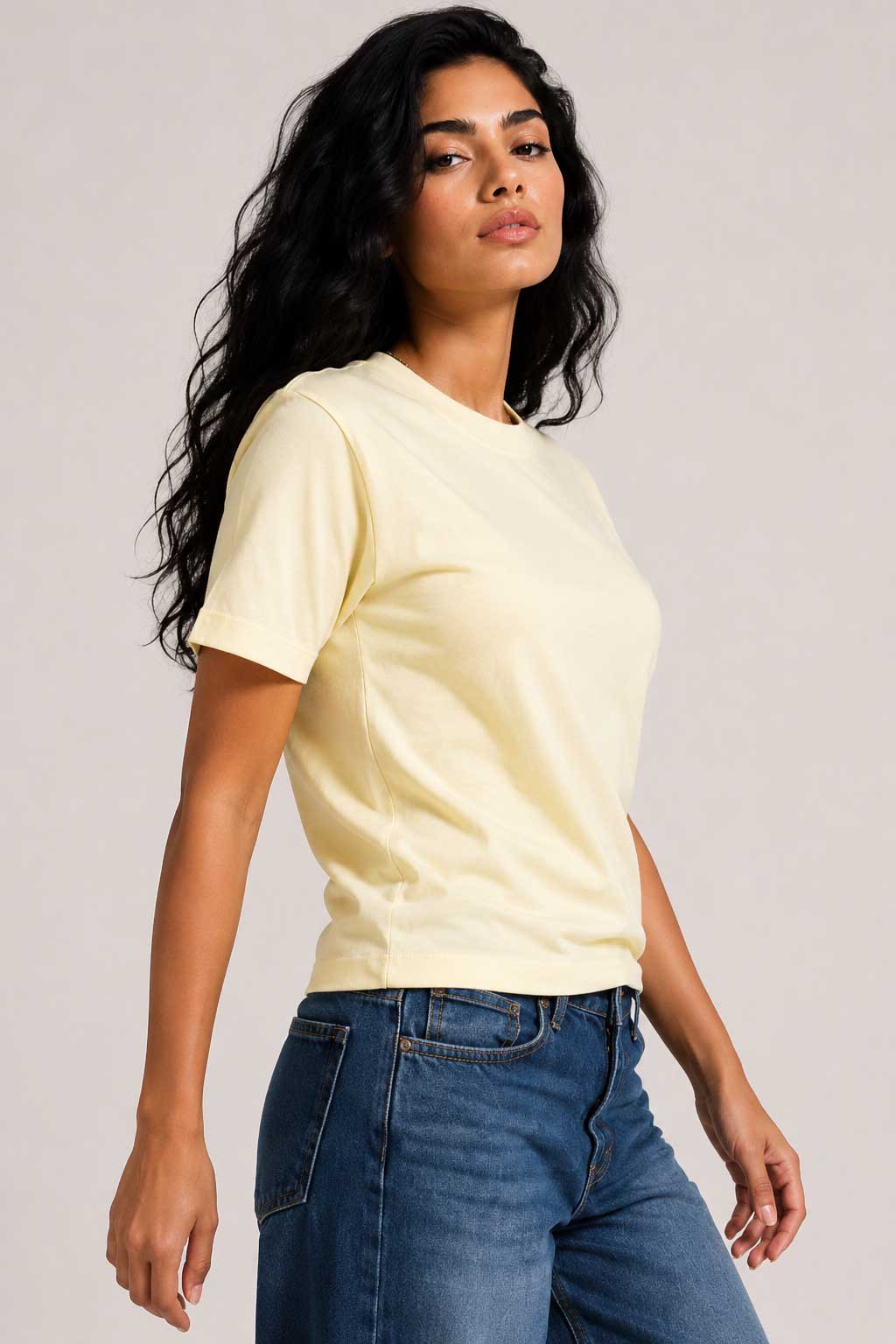 Basic Short sleeve T-shirt – Butter Yellow T shirt CIZARO - Cizaro Jeans