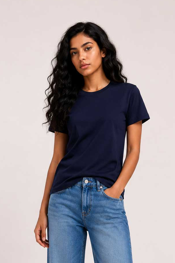 Basic Short sleeve T-shirt – Navy Blue T shirt CIZARO - Cizaro Jeans
