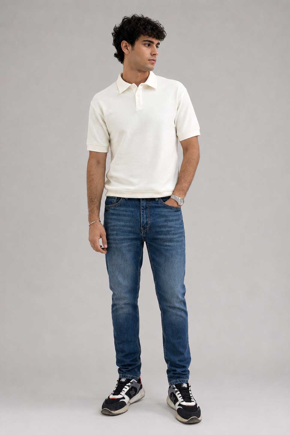 Tapered Fit Mid Blue Jeans Tapered CIZARO - Cizaro Jeans