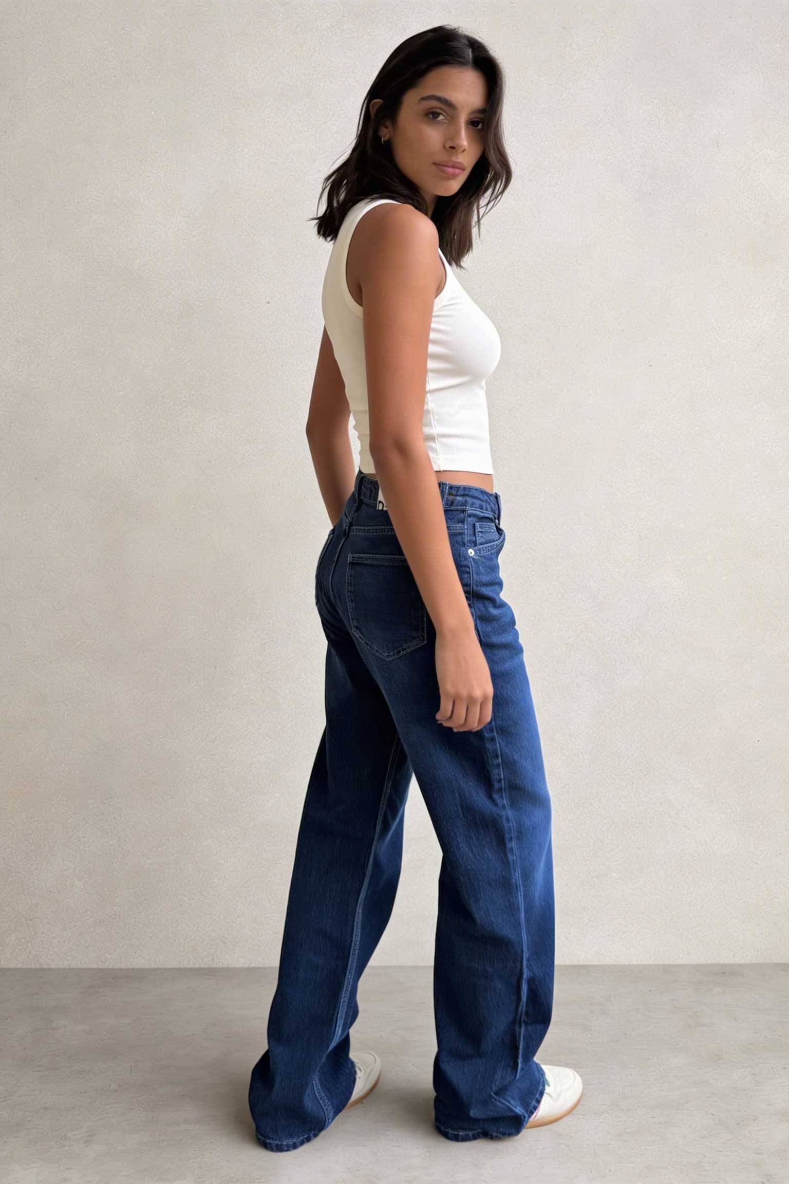 Straight – High-Waist Deep Ocean Blue Jeans Straight CIZARO - Cizaro Jeans