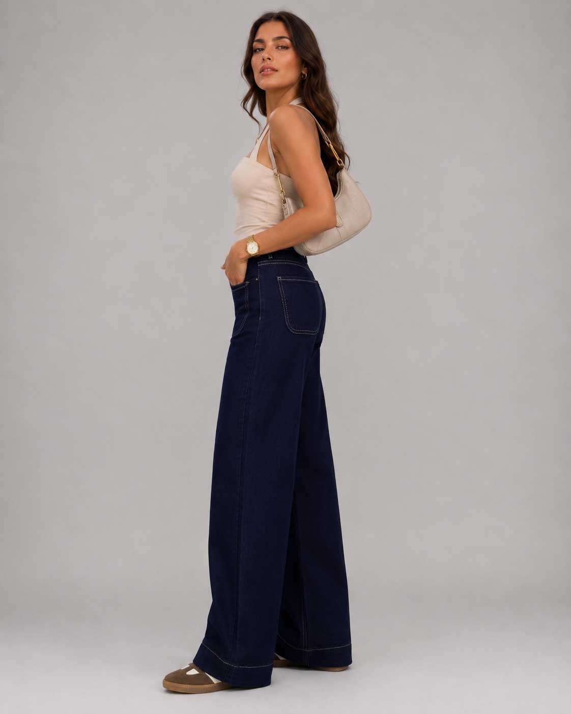 Wide Leg High Waist Raw Denim Jeans Wide-leg CIZARO - Cizaro Jeans