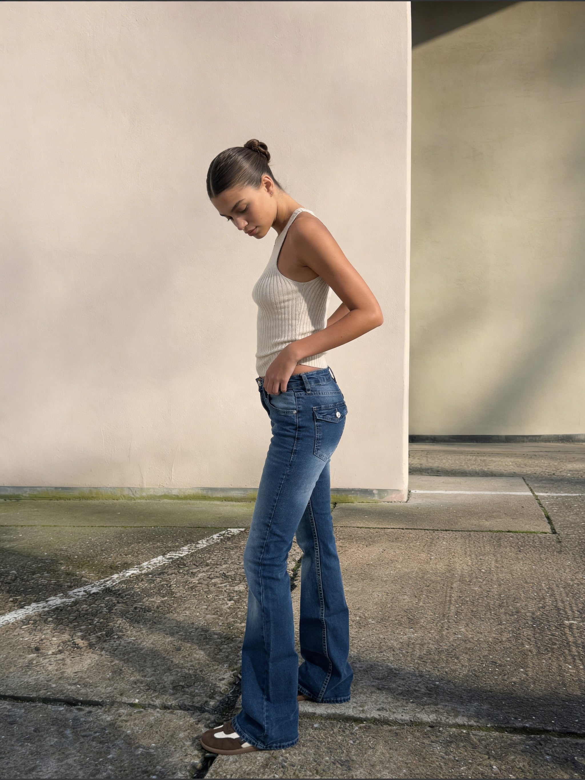 Flare Flap pocket , low waist Marine Blue jeans Flare CIZARO - Cizaro Jeans