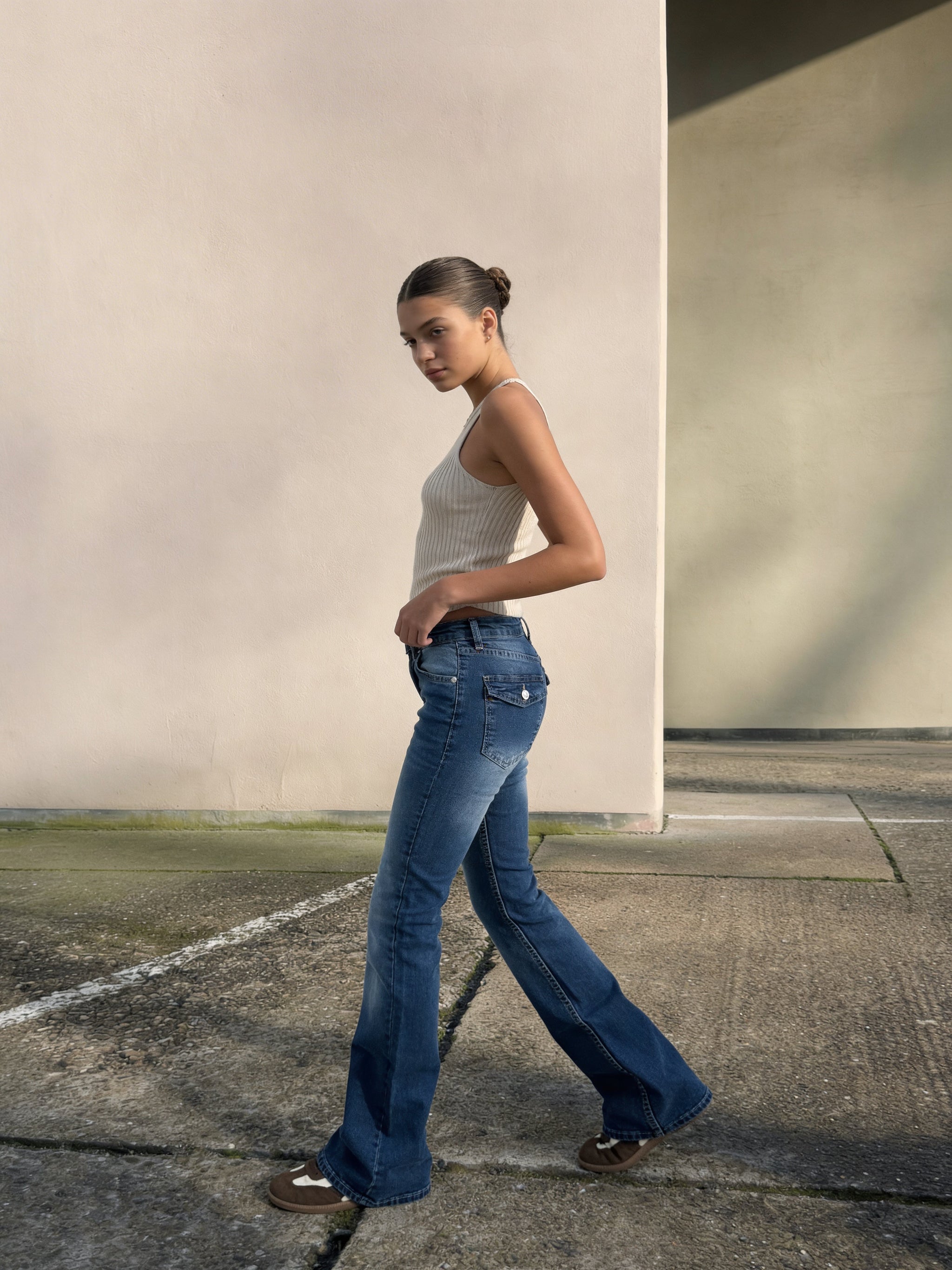 Flare Flap pocket , low waist Marine Blue jeans Flare CIZARO - Cizaro Jeans